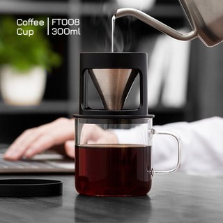 Cốc cafe thủy tinh chịu nhiệt FT008 300ml - Ly lọc cafe thủy tinh cao cấp Borosiicate Samahome Shop