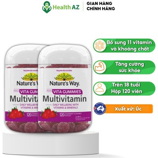 Combo 2 kẹo dẻo vitamin tổng hợp adult vita gummies multi-vitamin nature's way tăng cường sức khỏe, hộp 120 viên x 2