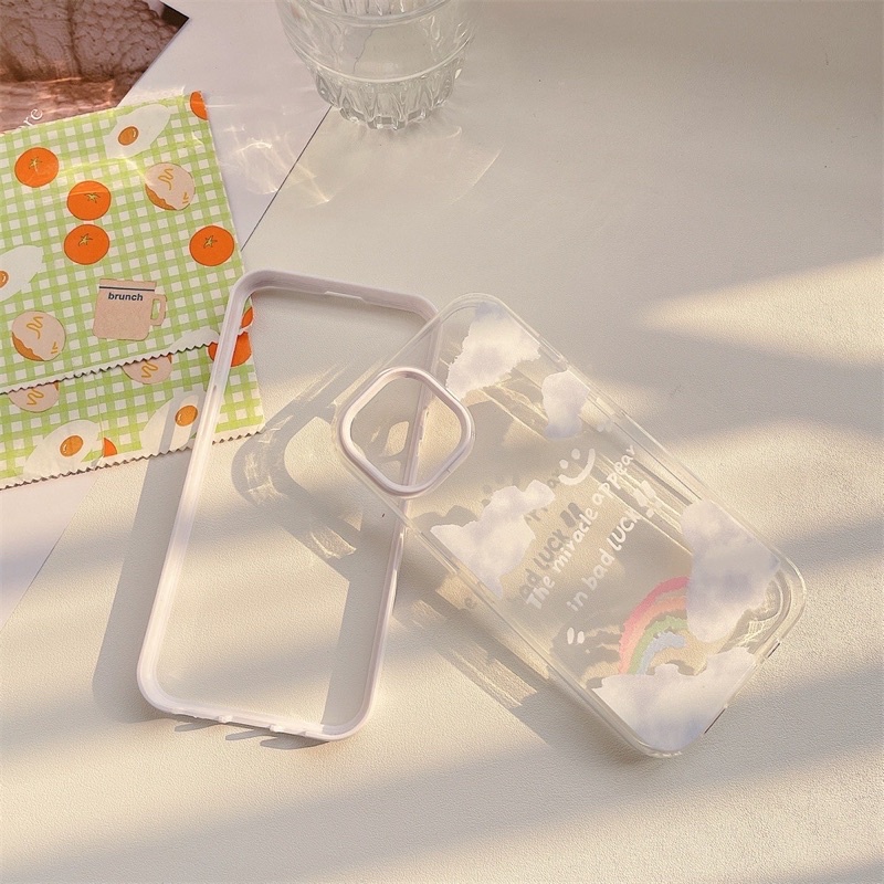 (SIÊU RẺ) Ốp lưng iphone viền trắng rời mây cầu vồng siêu xinh 7plus/8/8plus/x/xr/xs/11/12/13/pro/max/plus/promax