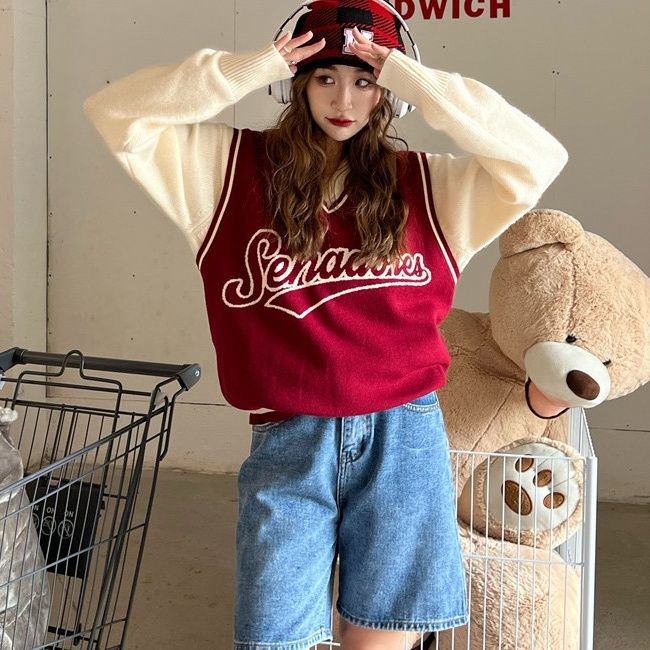 Mới Áo Sát Nách In Chữ Phong Cách Retro Mỹ