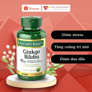 Viên Uống Bổ Não Ginkgo Biloba Nature's Bounty 60 viên - (Cam Kết Chính Hãng)