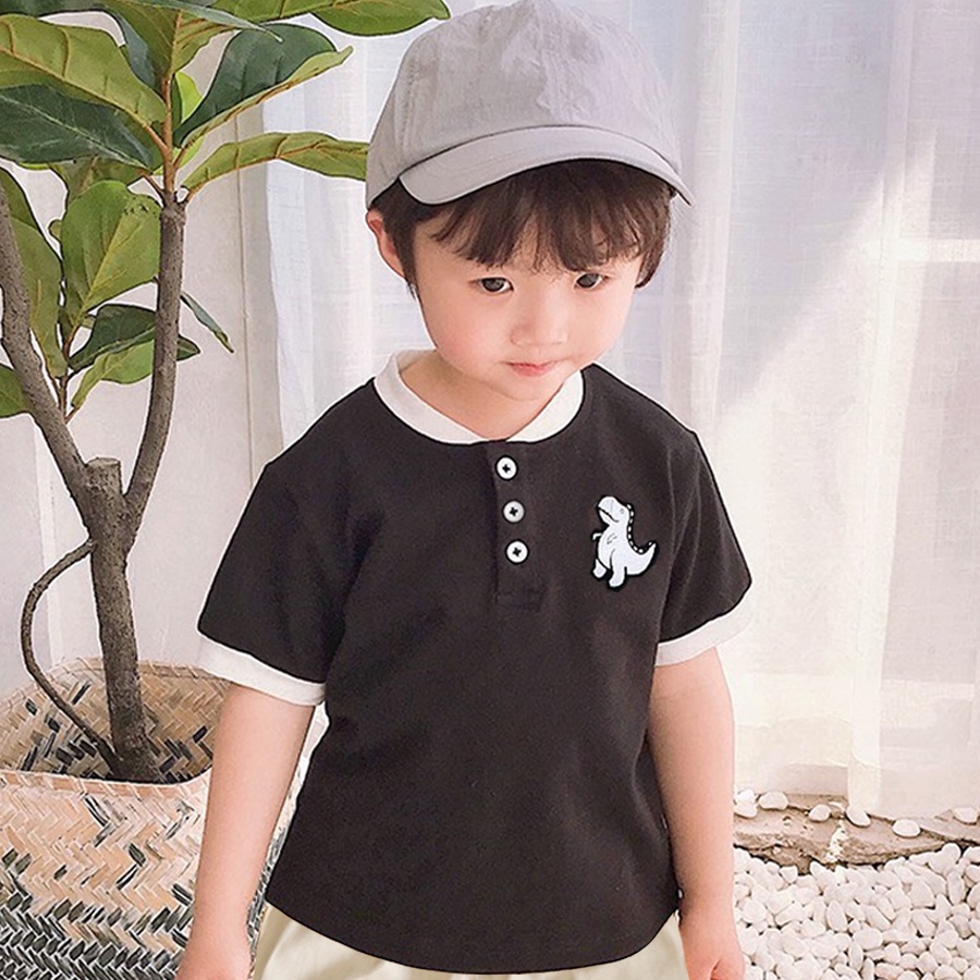 SET Bộ Quần Áo Bé Trai KEYER KIDS, Áo Thun Cotton Cổ Tàu Hình Khủng Long Nhỏ KUTE Phối Quần Short Kaki SZ58