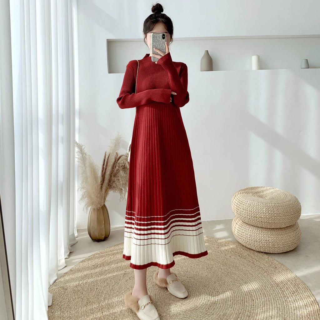 Đầm Bầu Dáng Dài Thiết Kế Mới Xinh Xắn Thời Trang Dành Cho Mùa Thu Đông