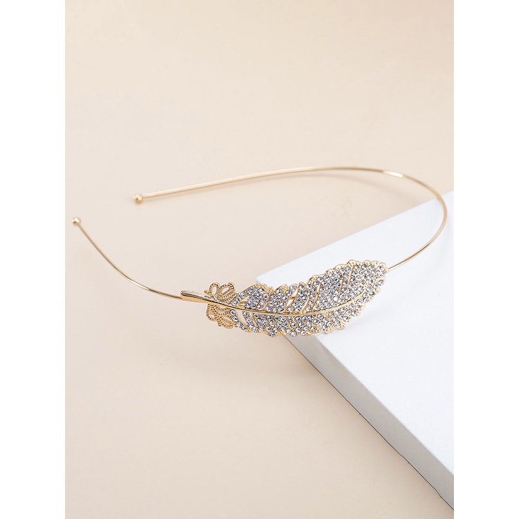 Cài Tóc Kim Loại Hình Lông Vũ Đính Đá Xinh Xắn