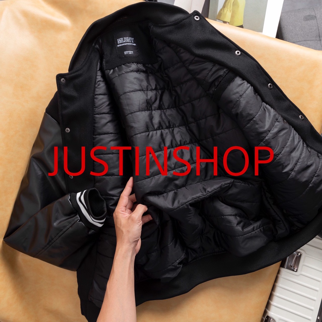 Áo Khoác Bomber MLB NY 3 Lớp Lót Trần Bông, Áo Khoác Varsity nam nữ unisex - JUSTINSHOP