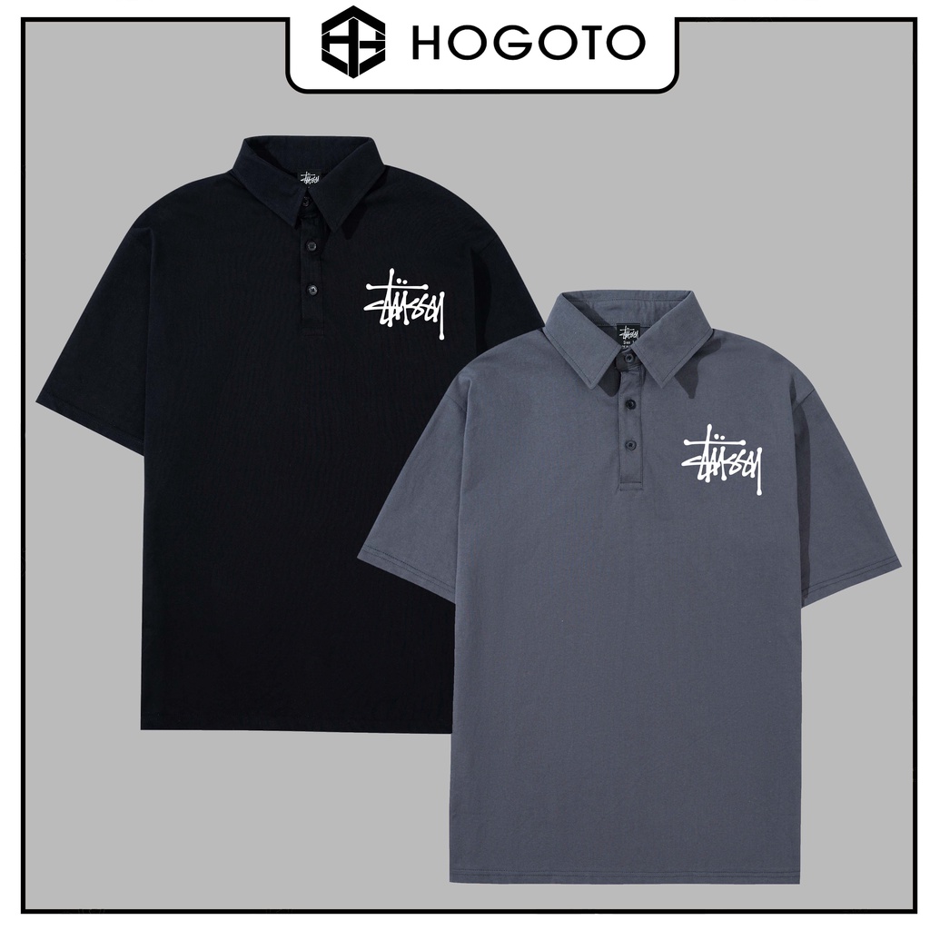 Áo thun polo cao cấp STUSSY BASIC Hogoto shop , Áo polo nam nữ unisex thiết kế trẻ trung , năng động 100% cotton