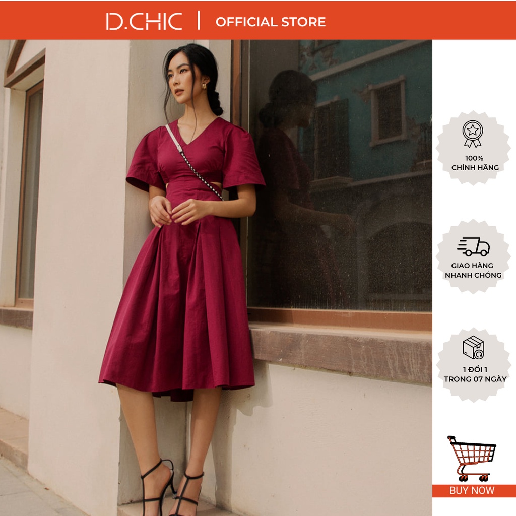 Đầm xếp ly eo cut - out chạy chun D.CHIC MS: 2812916