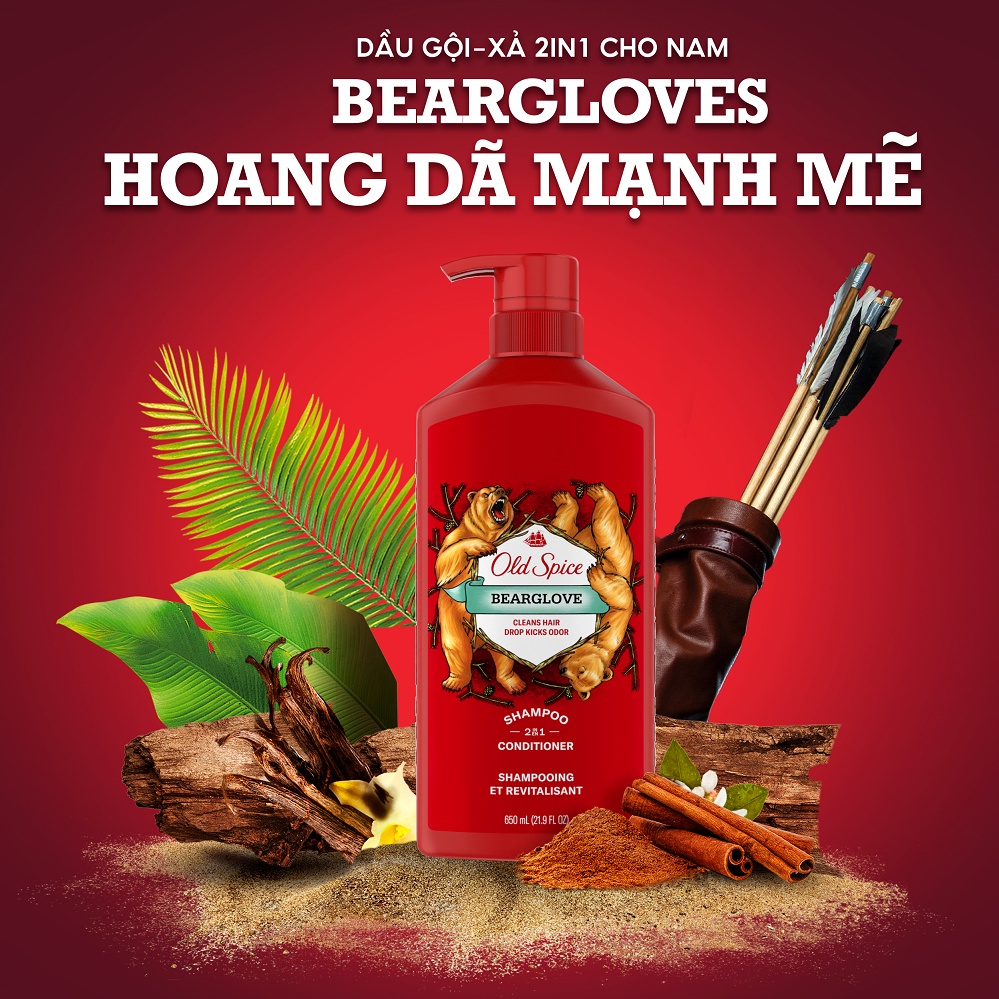 Combo 2 Dầu Gội OLD SPICE 2in1 Hương Nước Hoa Cho Nam Chai 650ML/chai - Gỗ Đàn Hương &amp; Hoang Dã Mạnh Mẽ