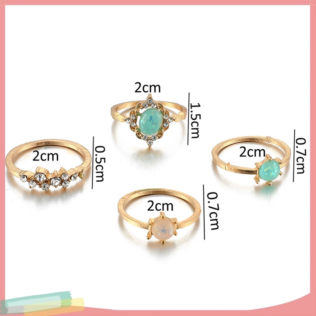 Bộ 4 nhẫn hợp kim màu sắc ngọt ngào xinh xắn
