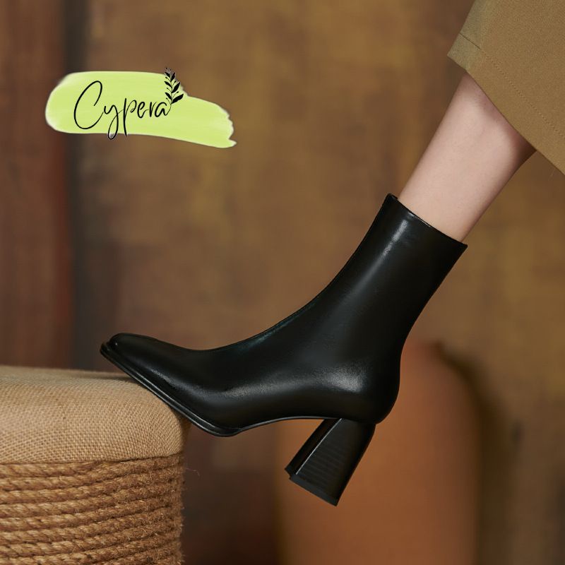 Giày Bốt Cao Gót Bằng Da Cao Cấp Mẫu Mới 2023