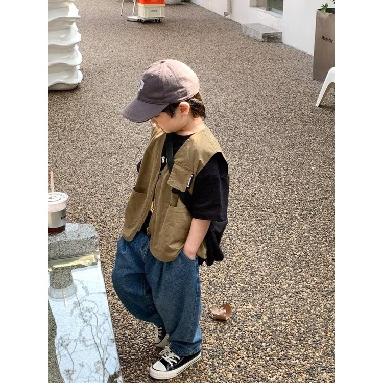 Áo Khoác Hai Lớp Không Tay Thời Trang Xuân Thu Cho Bé Trai