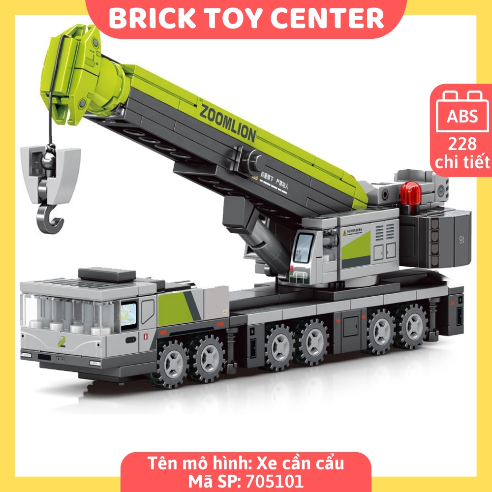 Đồ chơi lắp ráp xe công trường xây dựng cho bé mô hình xe trộn bê tông xe cần cần cẩu máy xúc máy ủi