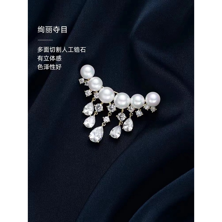 Ghim Cài Áo Đính Ngọc Trai Tự Nhiên Cao Cấp Sang Trọng Cho Nữ