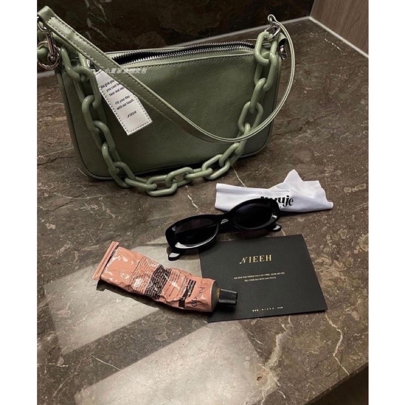Túi xách đeo vai NIEEH màu xanh bơ giống Jennie BLACKPINK