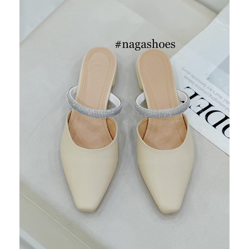 DÉP SỤC NAGASHOES MŨI NHỌN QUAI NGANG ĐÍNH CƯỜM NAD232