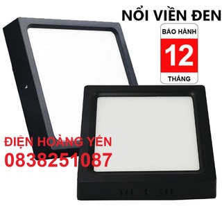 Đèn LED ốp trần gắn nổi 18W vuông tròn viền đen ánh sáng trắng
