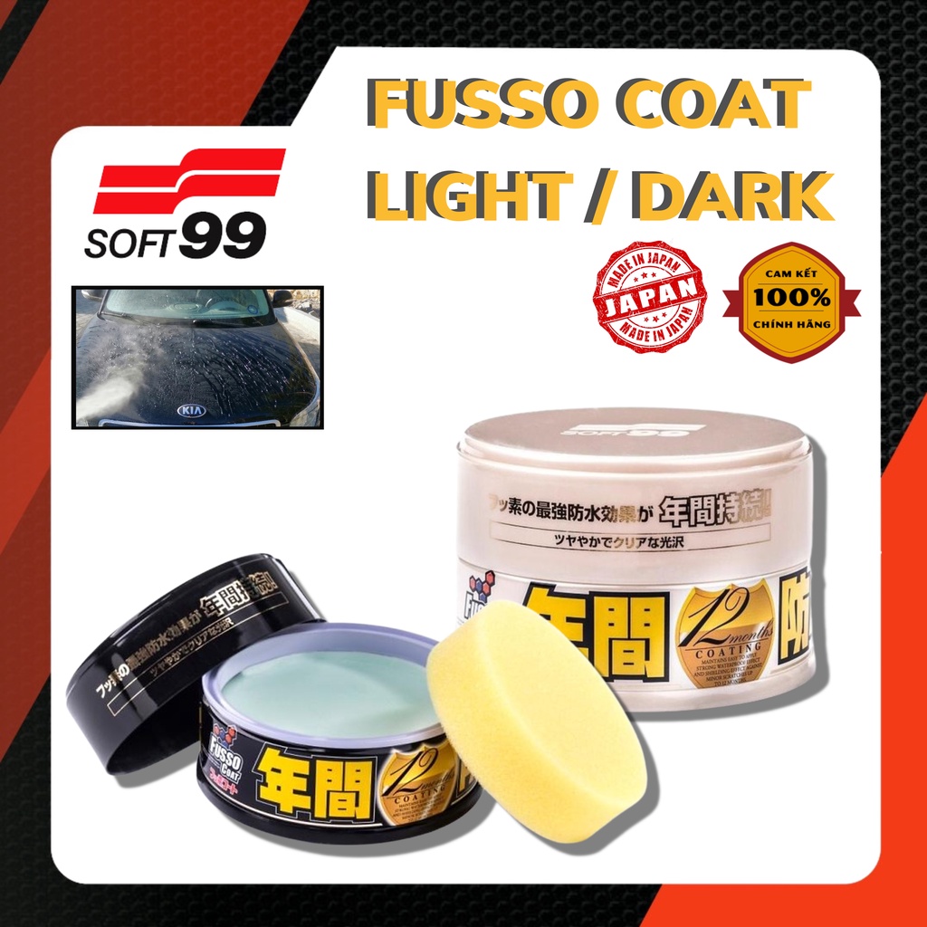 SÁP PHỦ BÓNG, PHỦ NANO SƠN ÔTÔ MÀU TỐI VÀ SÁNG  FUSSO COAT DARK AND LIGHT W-96 SOFT99 | JAPAN