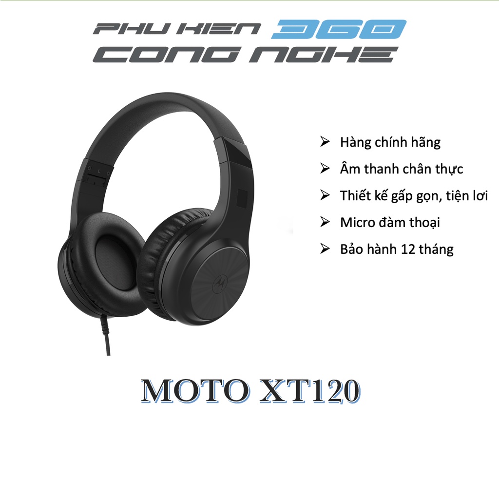 Tai nghe chụp tai có dây Motorola Moto XT120 - Đen, Trắng - 40mm Driver