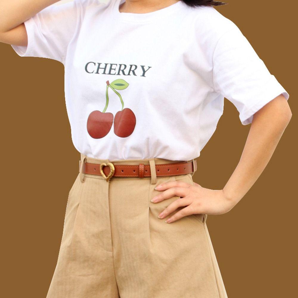 Vanes1 Thắt Lưng Hình Trái Tim Phong Cách Retro Thanh Lịch Cho Nữ|Thắt Lưng Da PU Khóa Hợp Kim Phong Cách Hàn Quốc