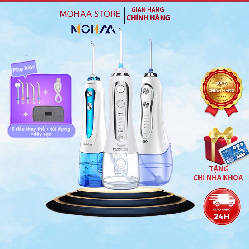 Tăm nước Mohaa H2Ofloss HF9P cầm tay chống nước IPX7, làm sạch và massage nướu hiệu quả