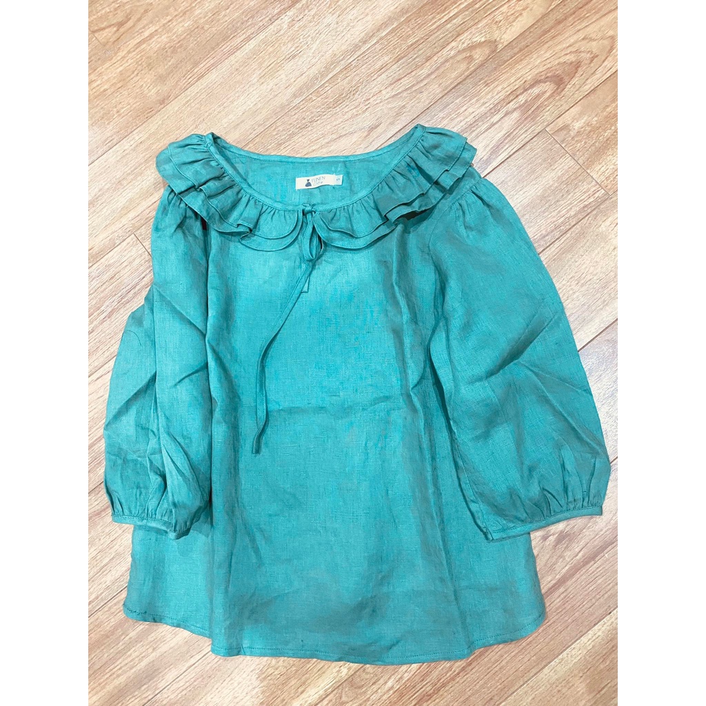 áo sơ mi Linen cổ sen , ảnh chụp thật cận chât