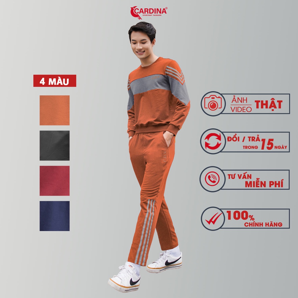Đồ Bộ Nam 𝐂𝐀𝐑𝐃𝐈𝐍𝐀 Chất Nỉ Da Cá Cao cấp Kiểu Dáng Sọc Thể Thao Năng Động 2NiM07