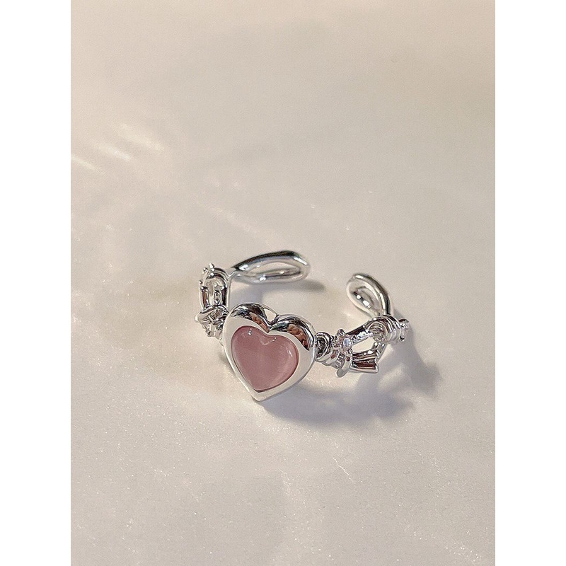 Nhẫn Hở Hình Trái Tim Đính Đá Sang Trọng Cho Nữ