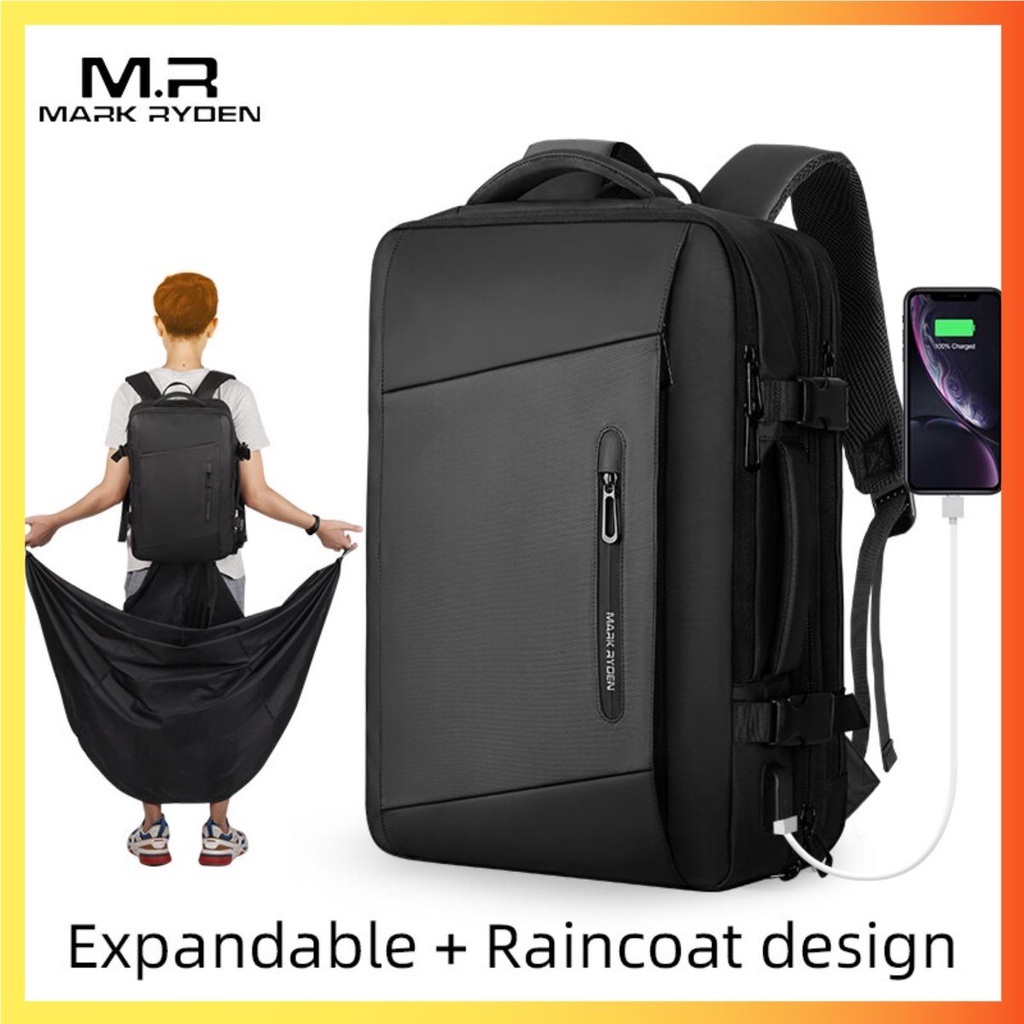 Balo Mark Ryden MR9299 tích hợp áo mưa, chống trộm nhiều ngăn sạc USB chống nước 17 inch ❤️Hanrui Offical❤️