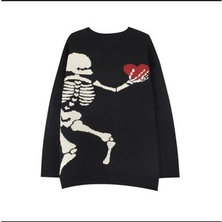 Áo nỉ , áo swetear cổ tròn hoạ tiết skeleton heart dáng xuông