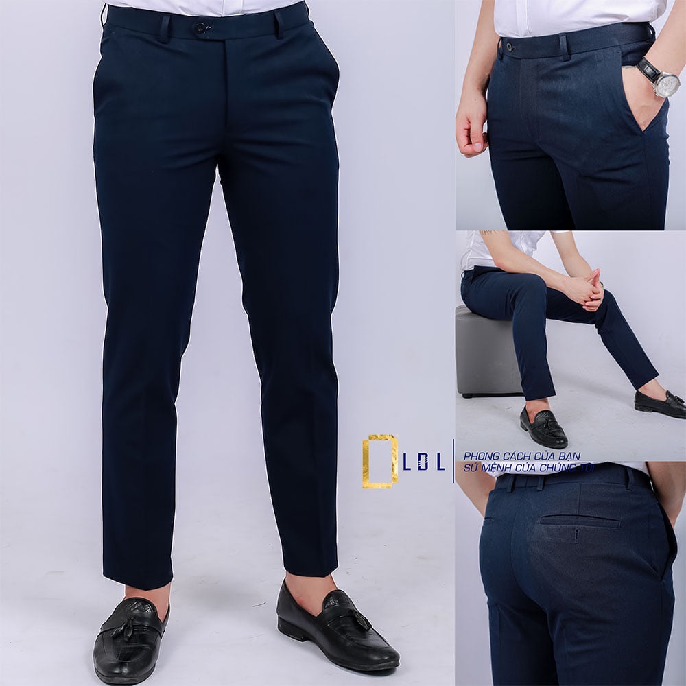 Quần âu nam màu xanh than dáng Hàn Quốc ống suông công sở cao cấp thương hiệu LDL