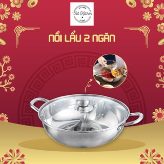 Nồi Lẩu 2 Ngăn VietKitchen Nồi Lẩu Hai Ngăn INOX 201 Dùng Bếp Từ 2 Loại Nước Cùng Lúc Làm Nóng Nhanh [ Tặng Bộ Muôi ]
