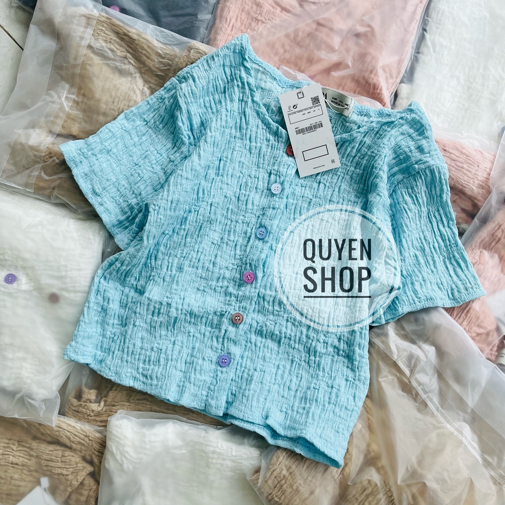 Áo Thun Croptop Nút Nữ Chất Xốp Nhiều Màu - QS QUYEN SHOP