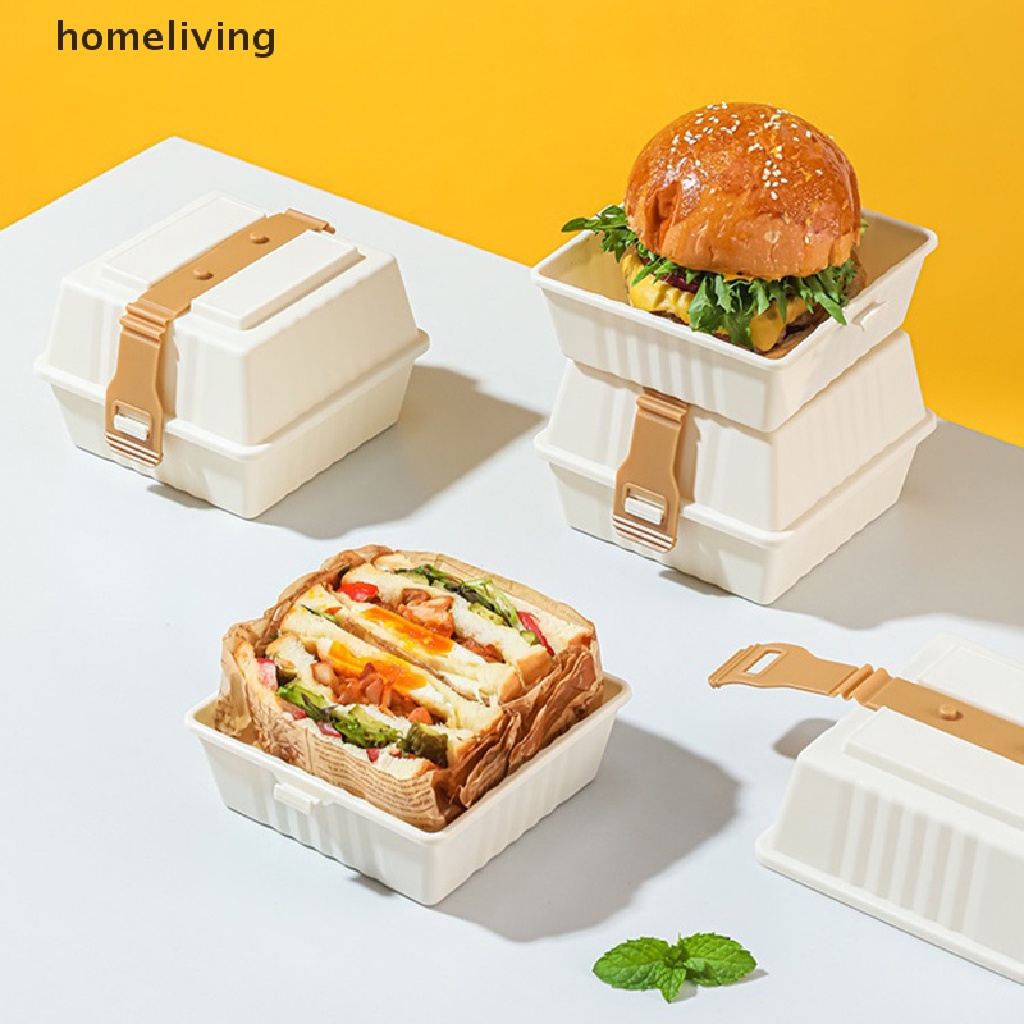 1 Hộp Đựng Bánh Burger 19CM Có Nắp Đậy Chống Rò Rỉ Tiện Dụng Mang Theo Du Lịch Dã Ngoại