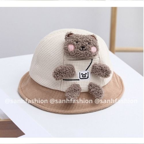 [Bé 6tháng-4tuổi] MŨ VÀNH VÁ 2 MÀU THÚ NHỒI BÔNG QUẢNG CHÂU BÉ TRAI,GÁI