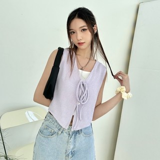 Janet studio • áo gile thắt dây tím