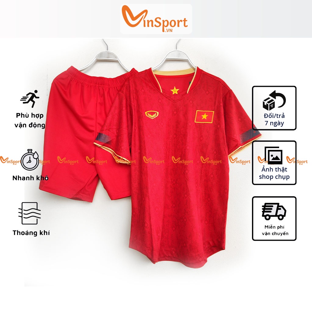 Bộ quần áo đá anh đội tuyển bóng đá Việt Nam 2023 màu đỏ sân nhà và trắng sân khách mới nhất 2022 phiên bản thiết kế thi