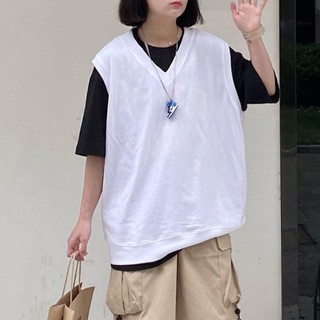 Áo gile nam nữ unisex form rộng - Trắng