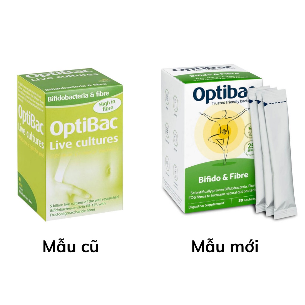 Men Vi Sinh OPTIBAC Xanh Lá Ngừa Táo Bón Hộp 30 Gói