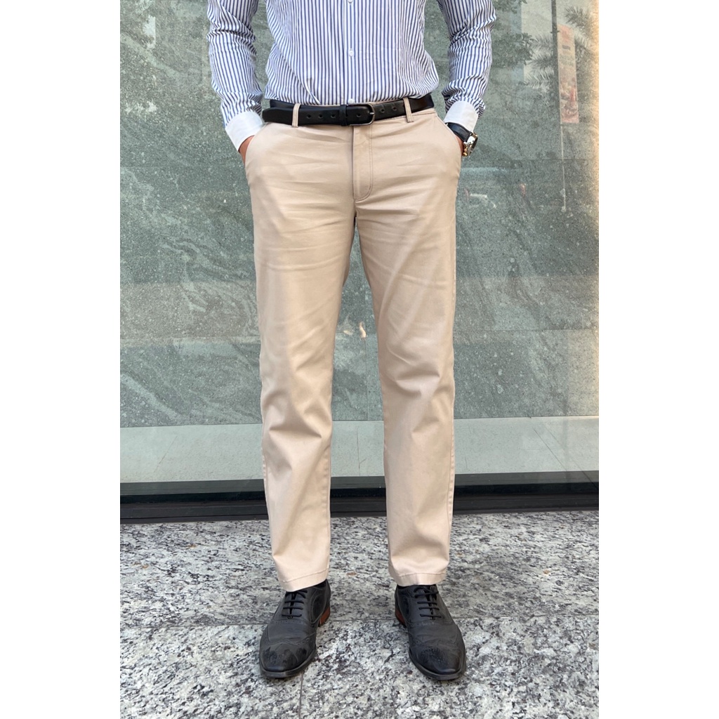 (Ảnh Thật Độc Quyền) Quần Dài Nam KAKI Cao Cấp Không Nhăn Màu Be Ống Rộng Ôm Nhẹ Vải Cotton Hàn Quốc Co Giãn 4 Chiều