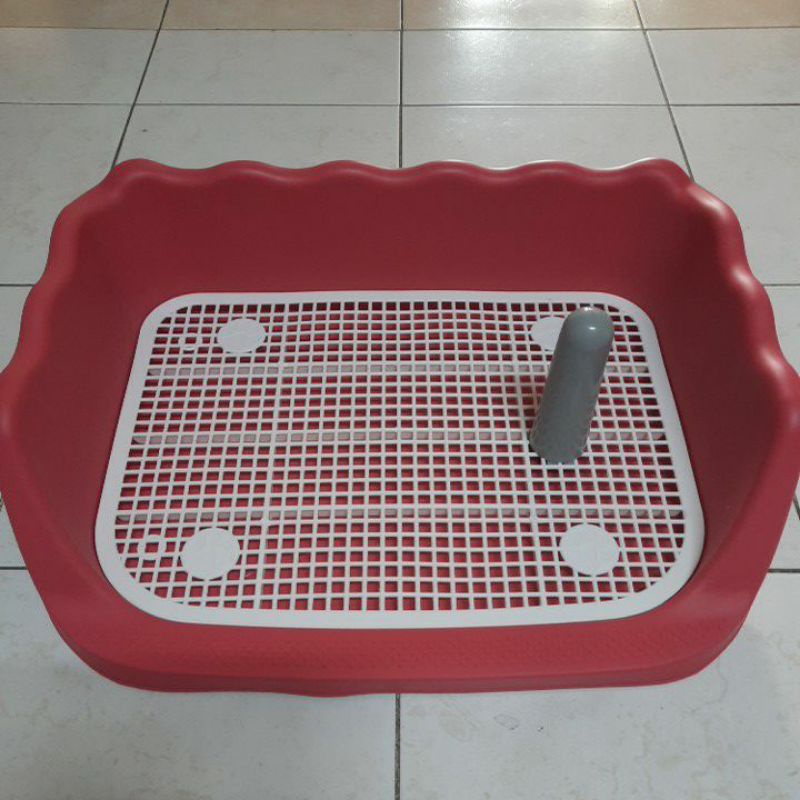 (Xả Kho) Khay Vệ Sinh Thành Cao Cho Chó Dưới 10kg, Khay vệ sinh hướng dẫn chó đi vệ sinh ( tặng cột + tấm lót)