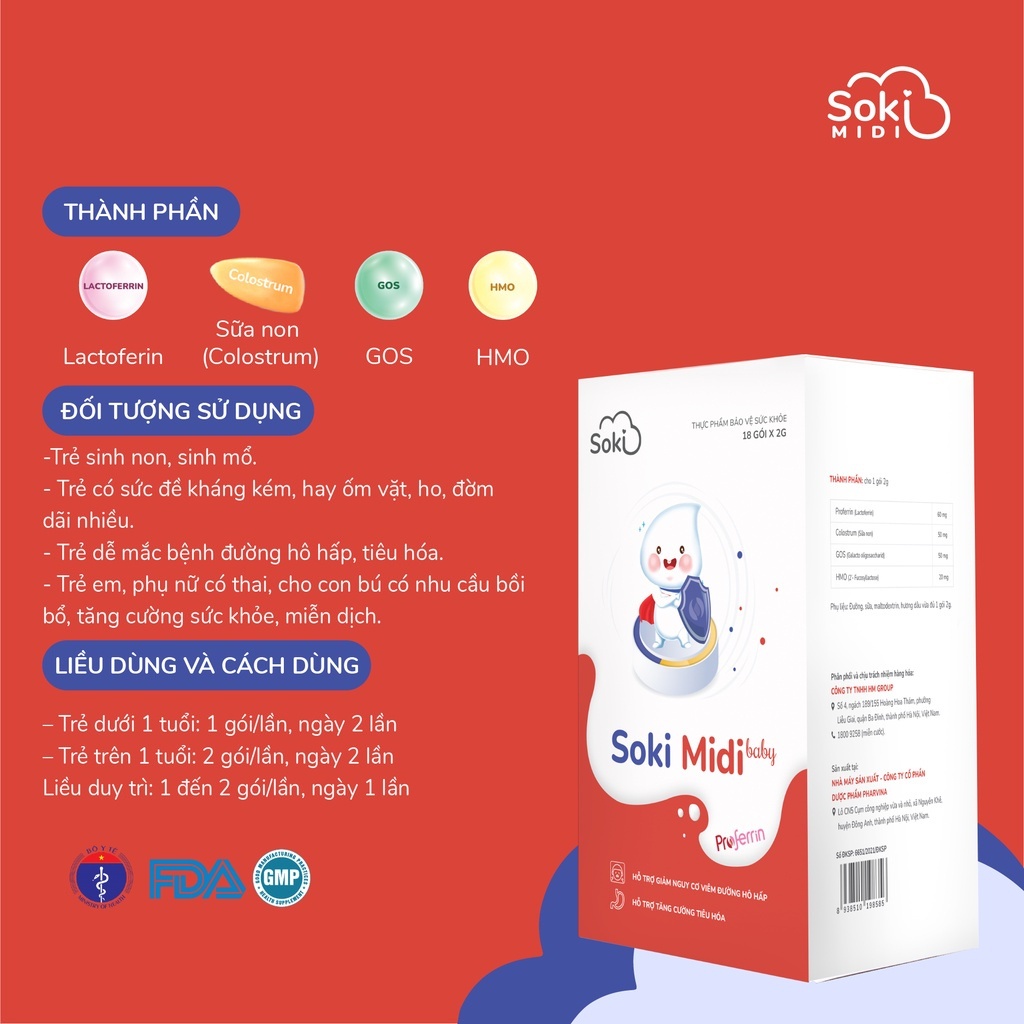 Combo 2 Hộp SOKI MIDI Baby Hỗ Trợ Cải Thiện Hệ Tiêu Hóa, Nâng Cao Sức Đề Kháng Cho Trẻ - 2 Hộp x 12 gói x 2g