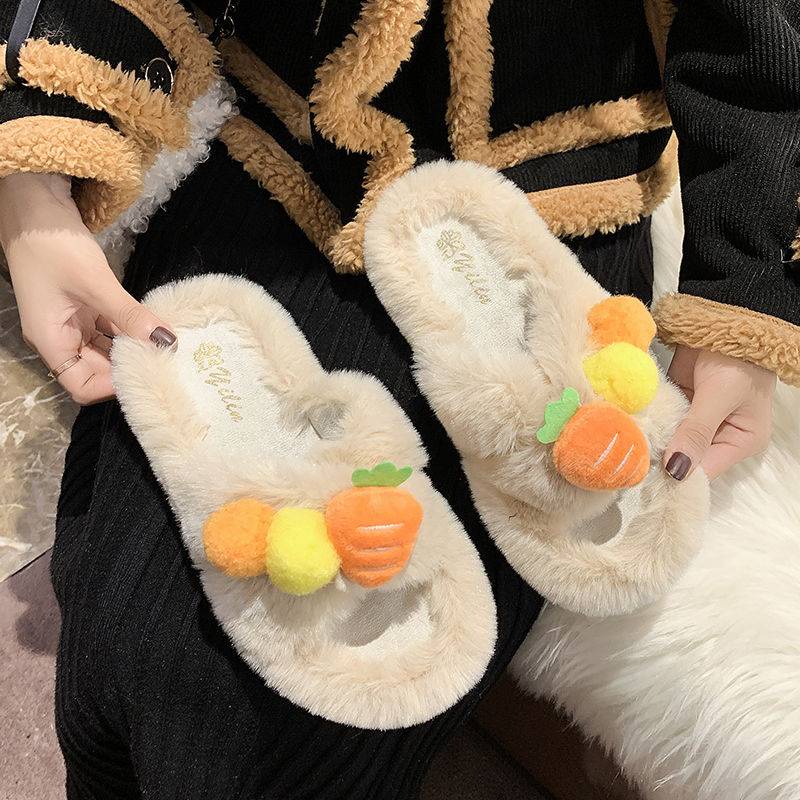 Dép lông trái tim thiếu nữ dễ thươngdày nữ