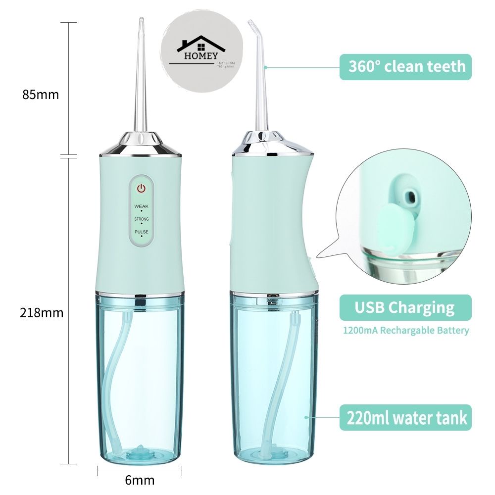 Homey - Máy tăm nước cầm tay du lịch Oral Irrigator 6886A bản quốc tế chuẩn nha sĩ khuyên dùng - Mẫu Mới 2022