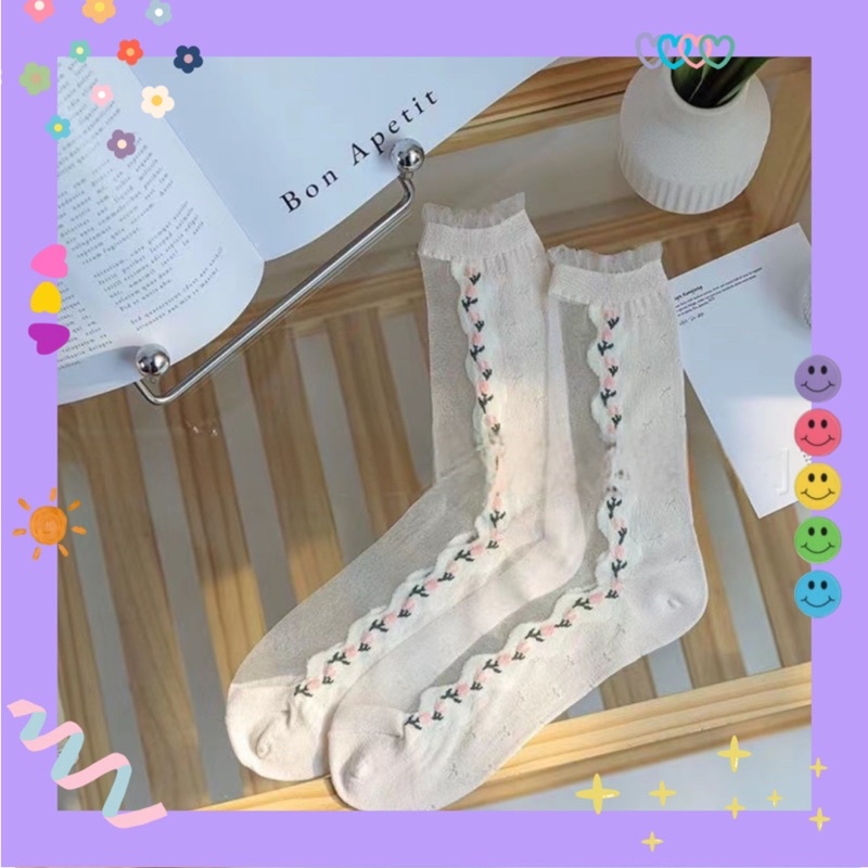 Vớ tất voan hoạ tiết  🌼MY MUSES 🌿 phong cách vintage