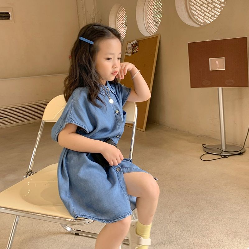 Đầm Denim Không Tay Thời Trang Mùa Hè Hàn Quốc Cho Bé Gái