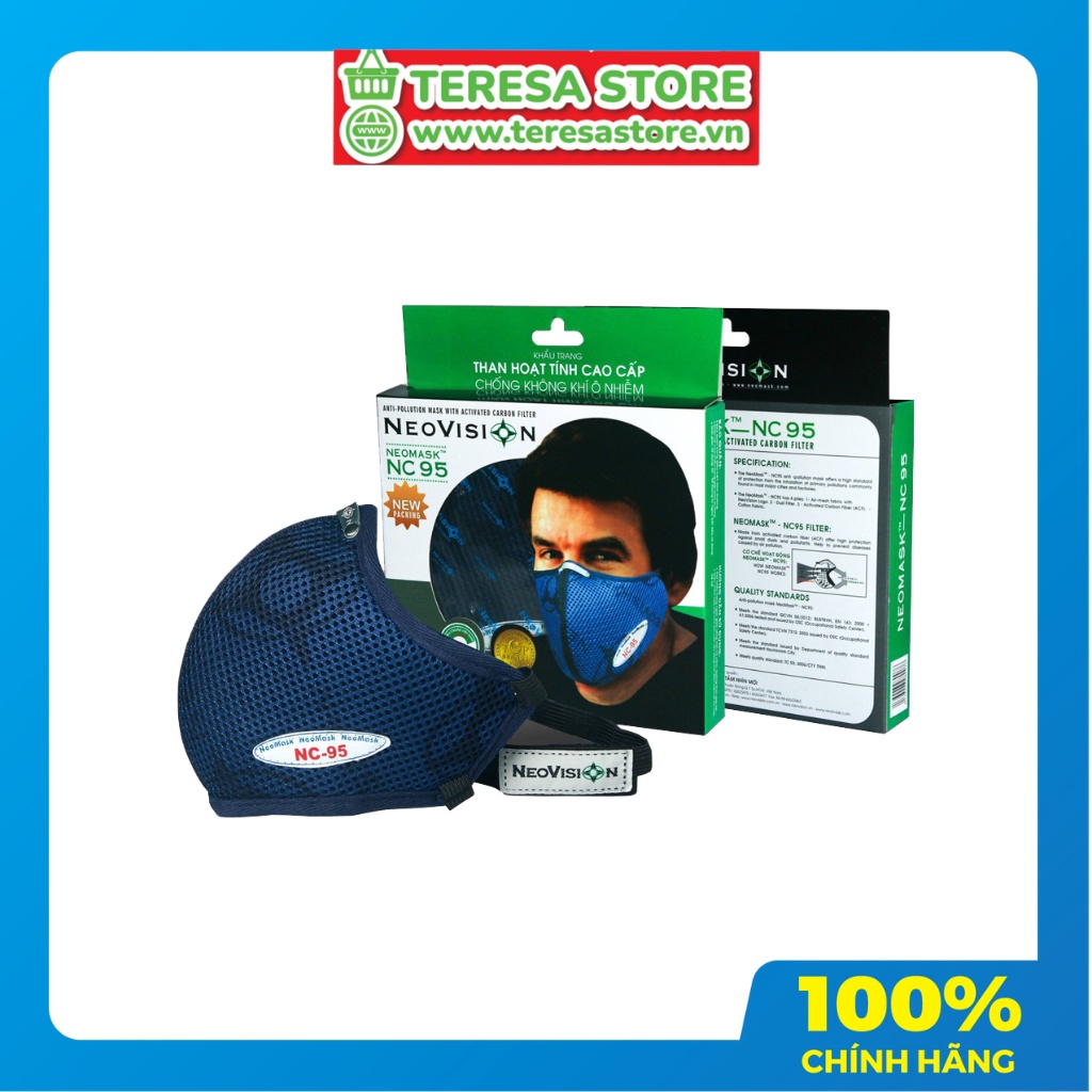 Khẩu trang than hoạt tính NeoVision NeoMask NC95 ( chuẩn N95 - Có hộp) - Chống bụi siêu mịn PM2.5, lọc khuẩn BFE >95%