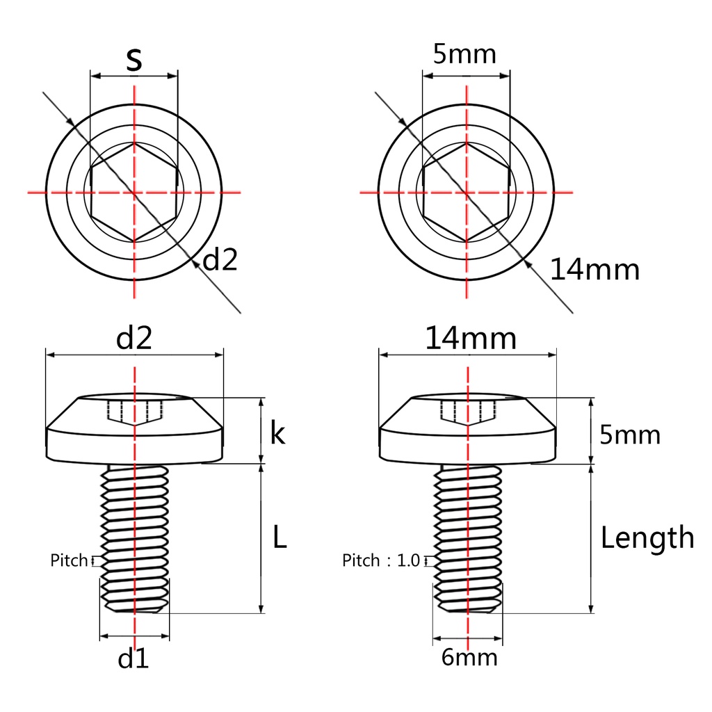 Bu lông WANYIFA M6x12 15 20 25 30 35mm tùy chọn lục giác titan dành cho phanh xe đạp