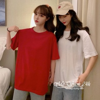 Áo thun trơn nam nữ freesize form rộng tay lỡ Mẹ Sam 24h áo phông unisex chất liệu Cotton co giãn