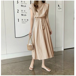 ĐẦM SUÔNG EO RÚT CÁNH DƠI 2 MÀU