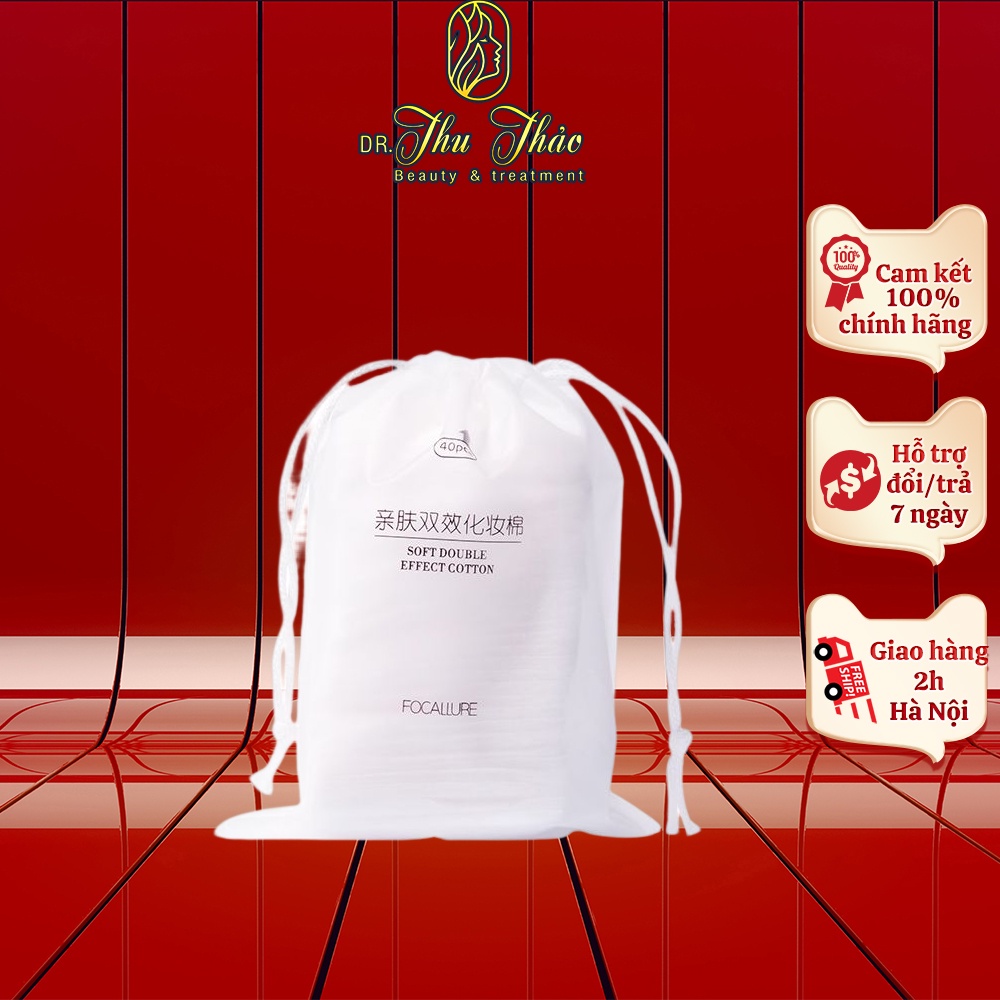 Bông cotton tẩy trang FOCALLURE mềm mịn chất lượng cao 40 miếng 22.5g FA-000-0009